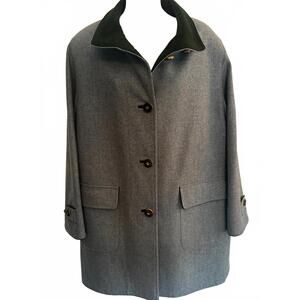 Bauer Classic Grey Wool Coat Green Collar Sz 40